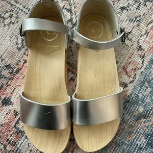 No 6 Metallic Silver Sandals
